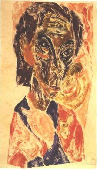 Ernst Ludwig Kirchner Head of a sick man - Selfportrait Norge oil painting art